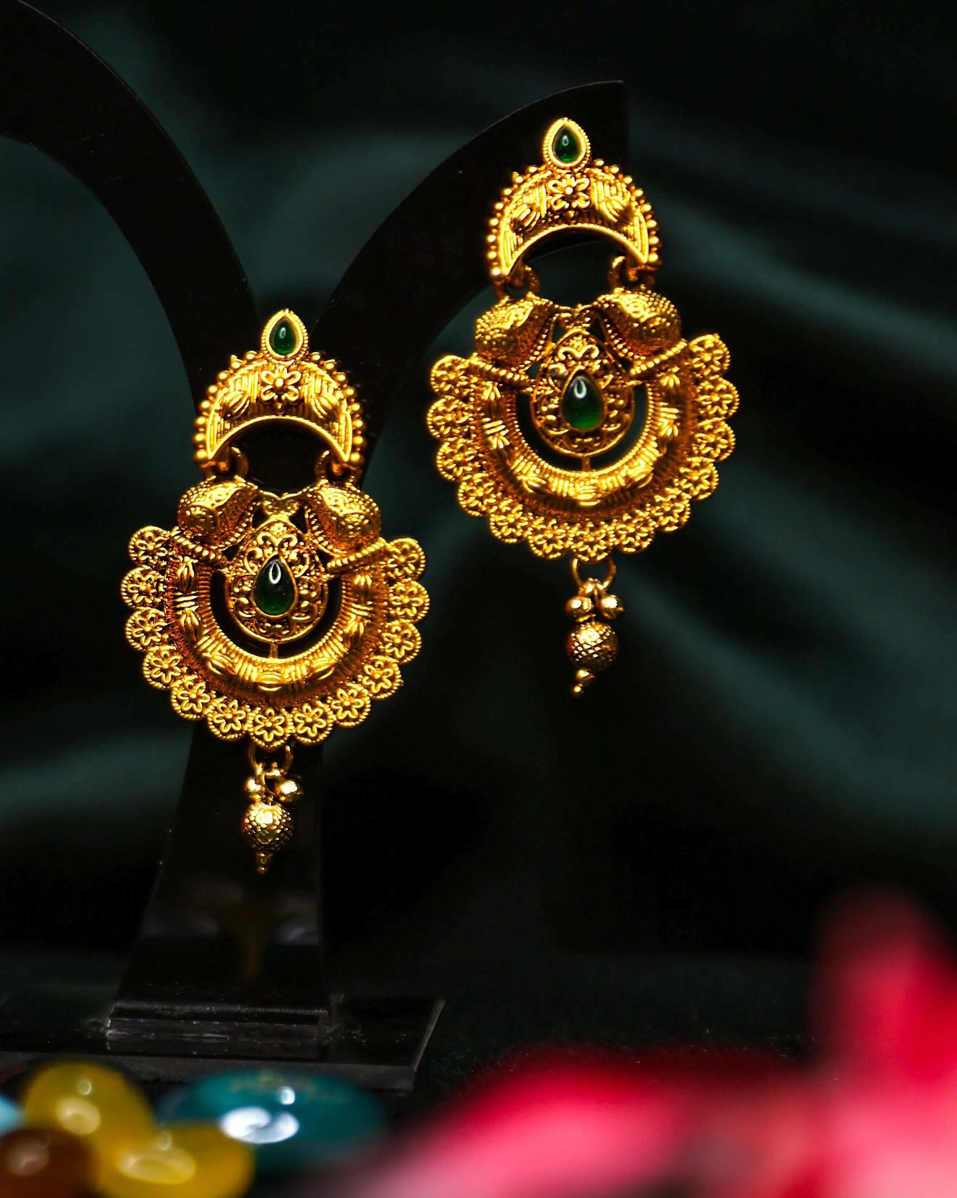 (TMJK008) Ramleela Earrings Gold - Tangamala Jewellery