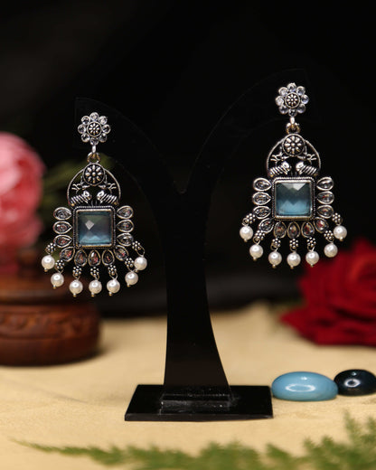 (TMOX001) Premium Oxidised Earrings with Heavy Stones - Tangamala Jewellery
