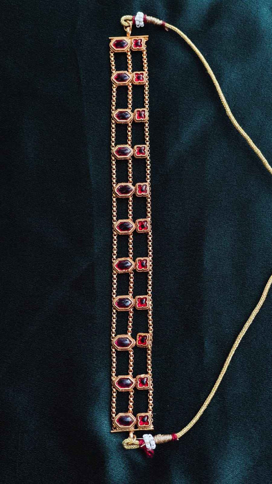 Layered Ruby Stone Choker with Earrings | TMCK002 | Tangamala