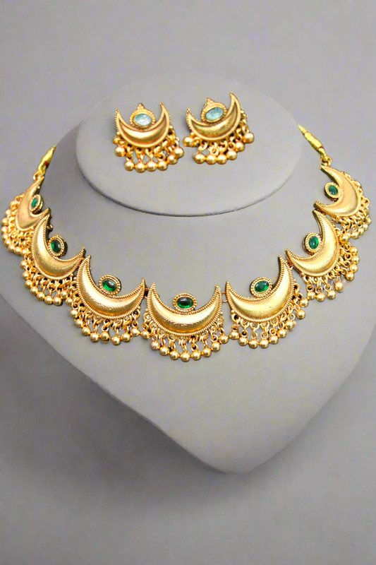 Chandrakor Necklace Set | Traditional Crescent Motif | NK05 |Tangamala