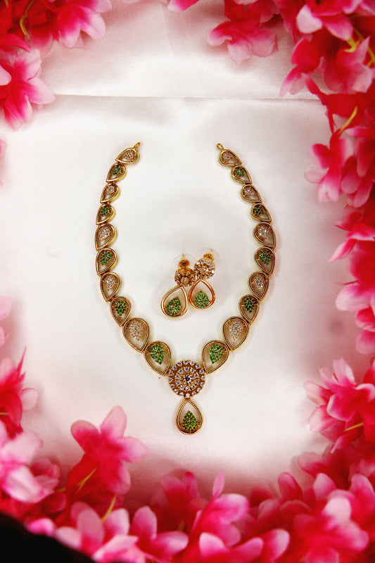 AD Flower Necklace & Studs | NK20 | Tangamala Jewellery