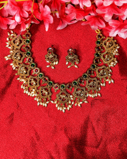 Elephant Temple Ruby Layered Necklace | NK26 | Tangamala
