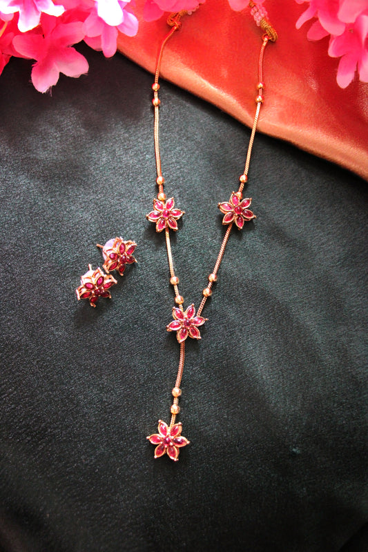 Floral Necklace and Earrings | NK18 | Tangamala Jewellery