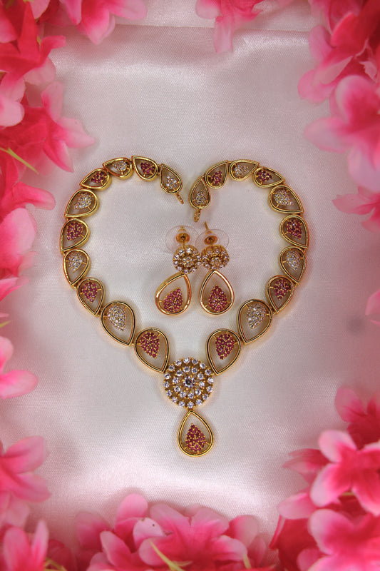 AD Flower Necklace & Studs | NK20 | Tangamala Jewellery
